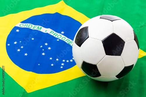 Brazil flag and soccer ball