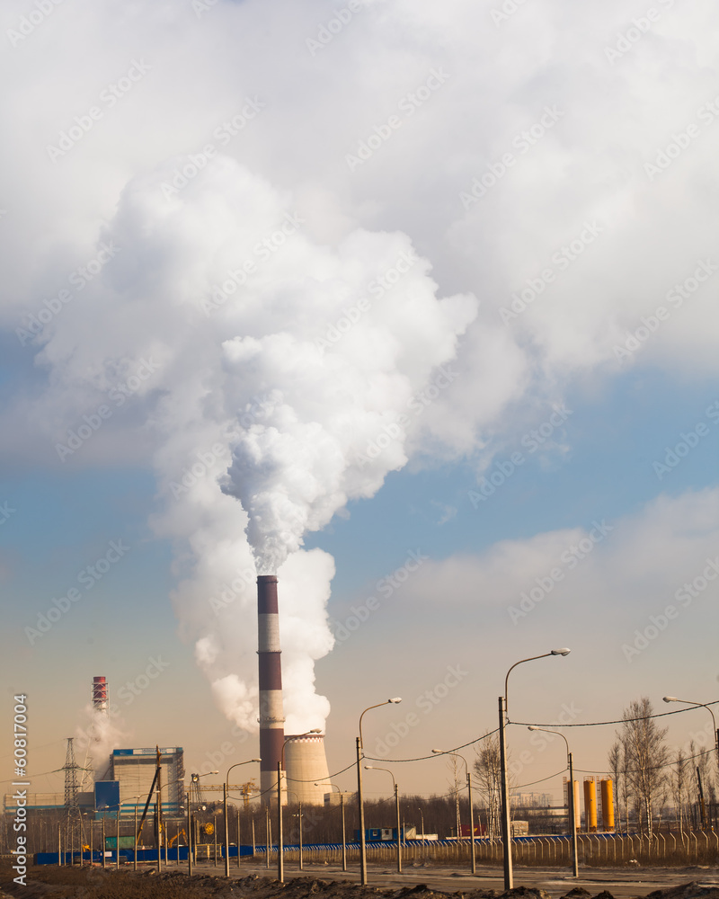 power plant with smoke
