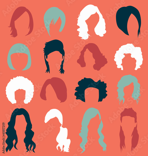 Vector Set: Retro Woman's Hair Style Silhouettes