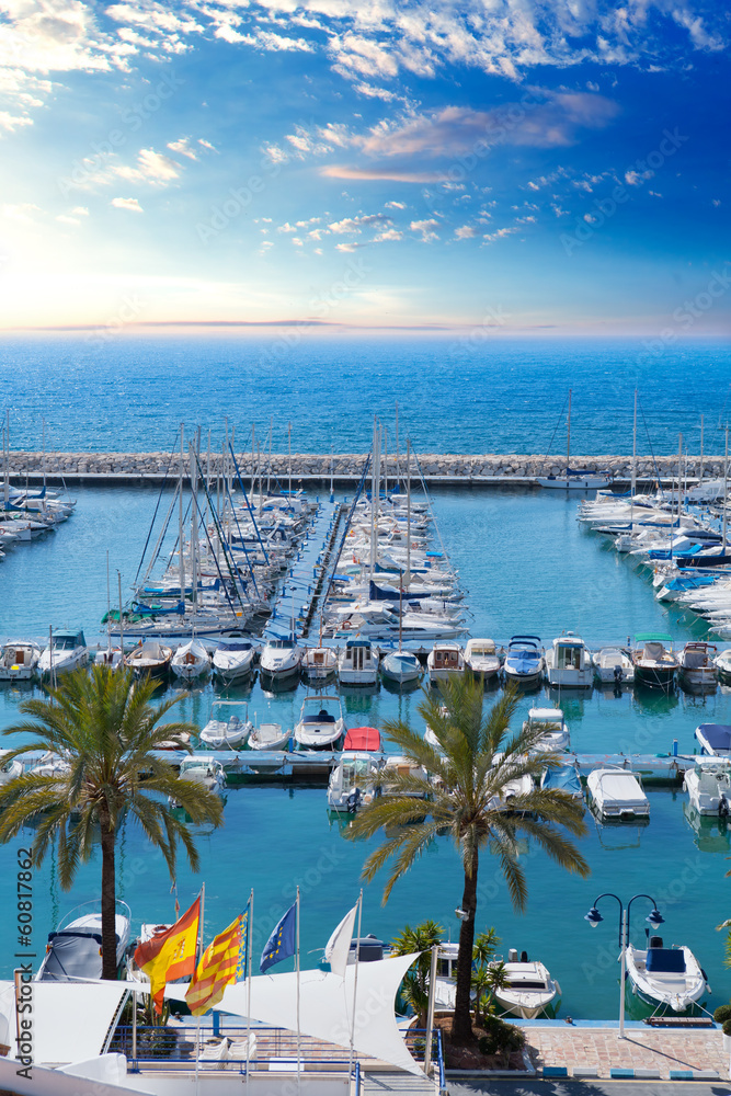 Moraira Alicante marina nautic port high in Mediterranean