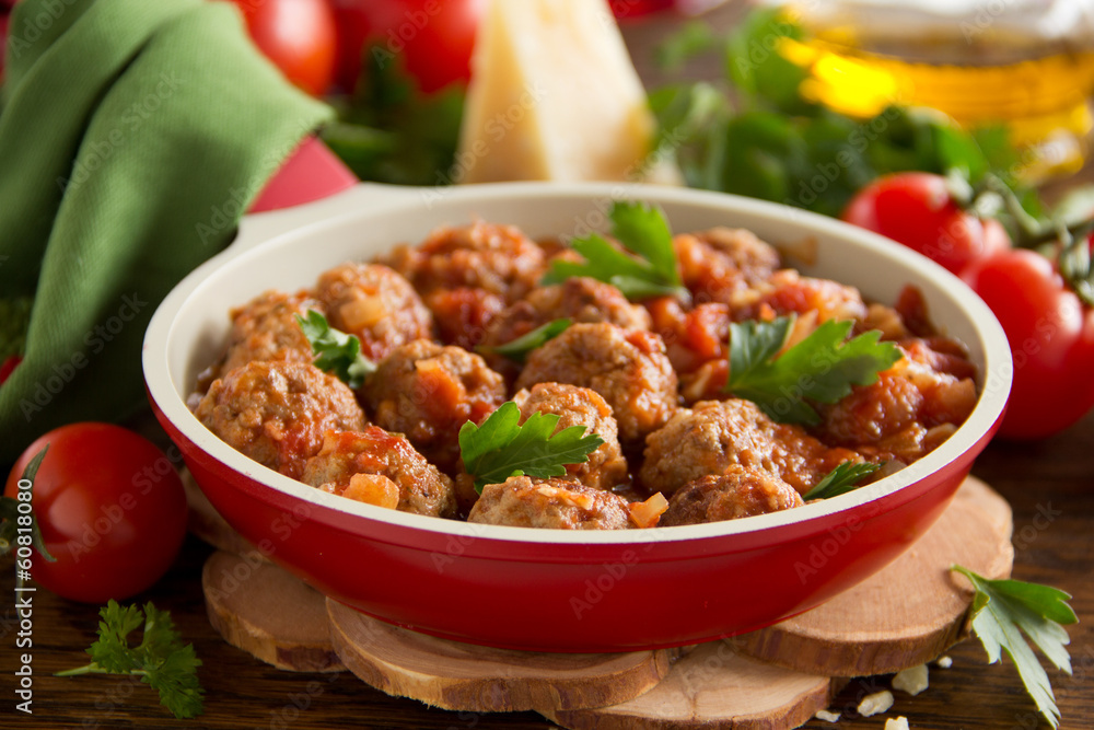 Meatballs in Italian tomato sauce. Meatballs in Italian tomato sauce.