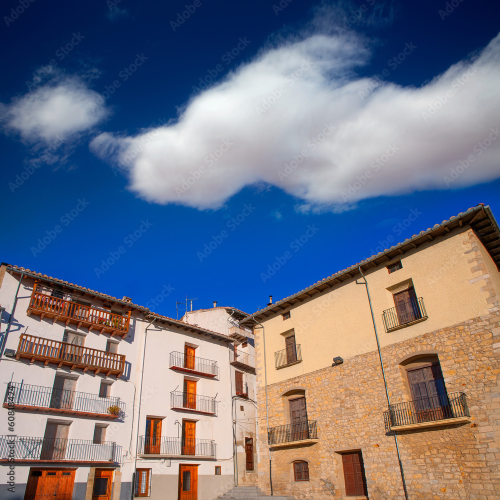 Fototapeta premium Morella in Maestrazgo castellon village facades