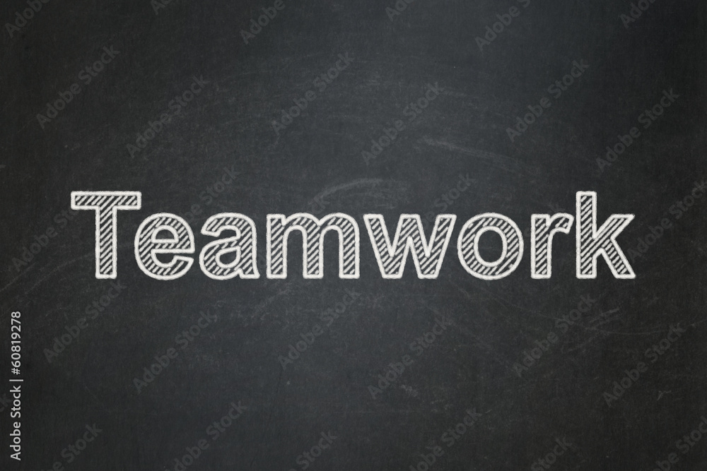 Fototapeta premium Business concept: Teamwork on chalkboard background