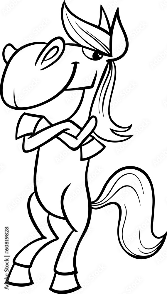 funny horse cartoon coloring page