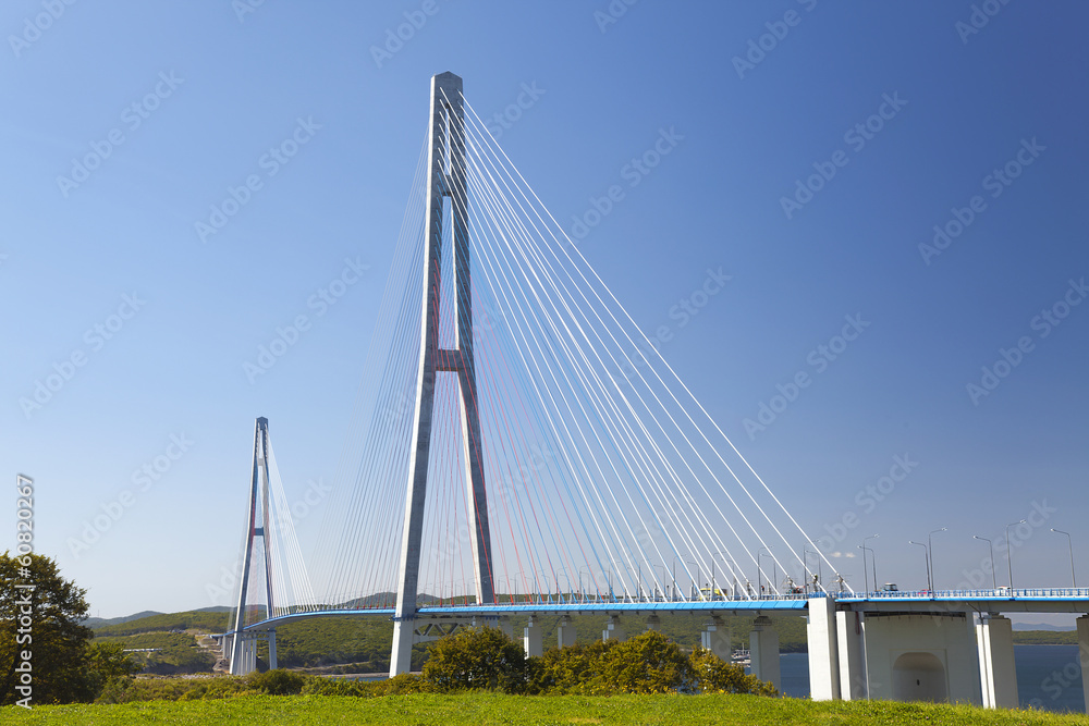 Bridge Russky  through the Strait of Eastern Bosphorus