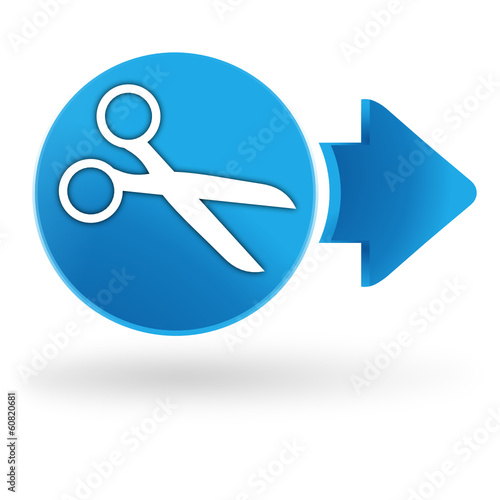 ciseaux sur symbole web bleu