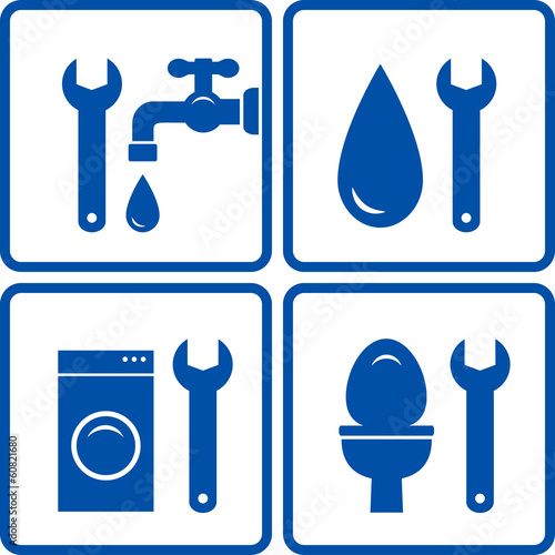 set of plumbing signs