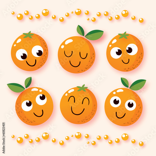 happy cartoon oranges