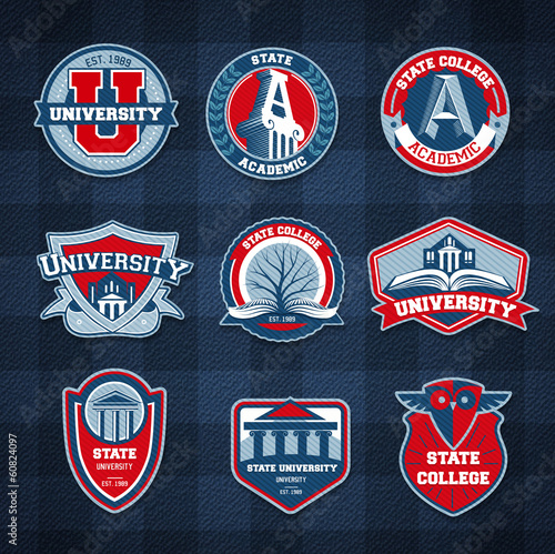 Set of university and college school badges