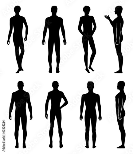 Full length front, back silhouette of man