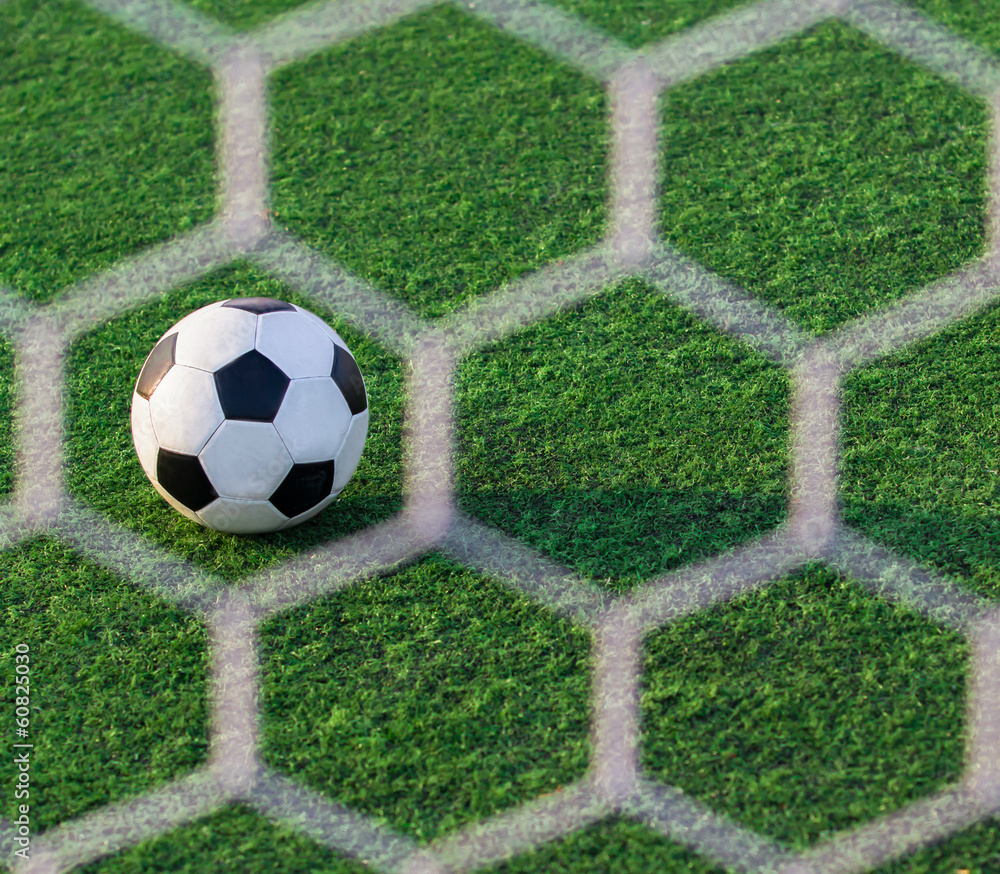Soccer ball in goal, success concept Soccer ball in goal, success concept