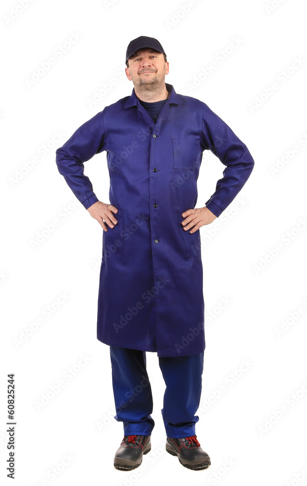 Worker wearing long robe. Worker wearing long robe.