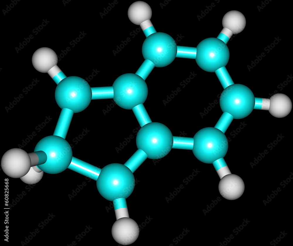 2H-indene molecular structure on black background 2H-indene molecular structure on black background