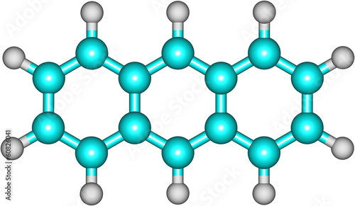 Anthracene molecular structure on white background photo