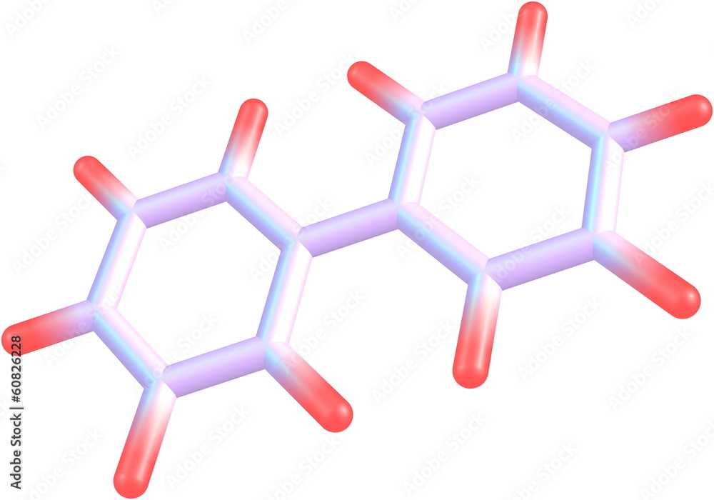 Biphenyl molecular structure on white background Biphenyl molecular structure on white background
