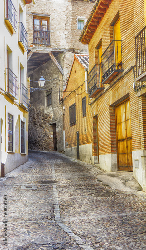 old narrow medieval streets of the resort town of Toledo  Spain