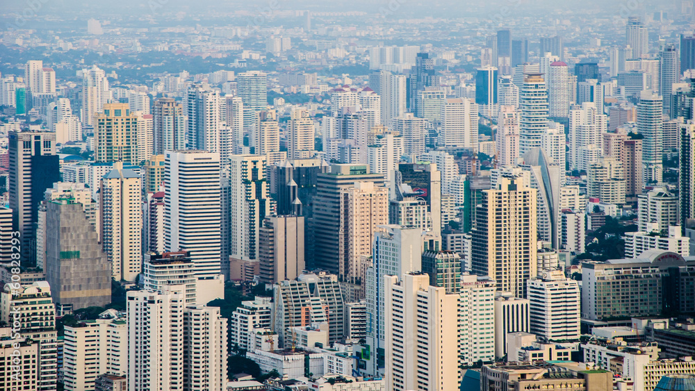 City view of Bangkok during the daytime top view