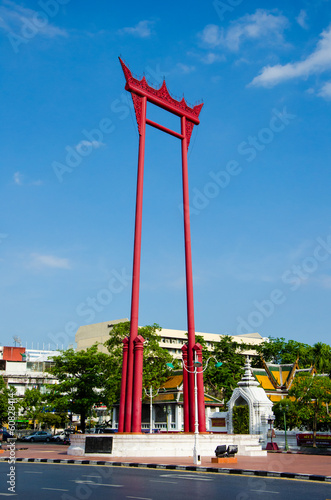 Photography Giant Swing or Sao Chingcha with blue sky in Bangkok, Thailand