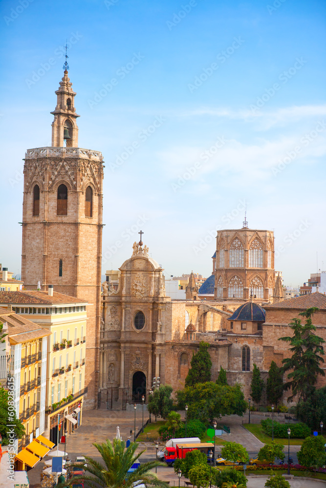 Valencia historic downtown El Miguelete and Cathedral