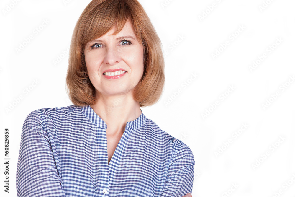 Studio portrait of a gorgeous mature woman smiling