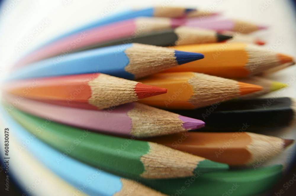 Obraz premium colored pencils photographed with fisheye