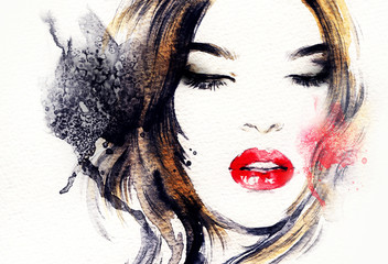 Leinwandbilder Aquarell Gesicht abstract  woman portrait  © Anna Ismagilova