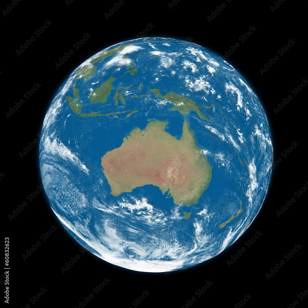 Obraz premium Australia on blue Earth