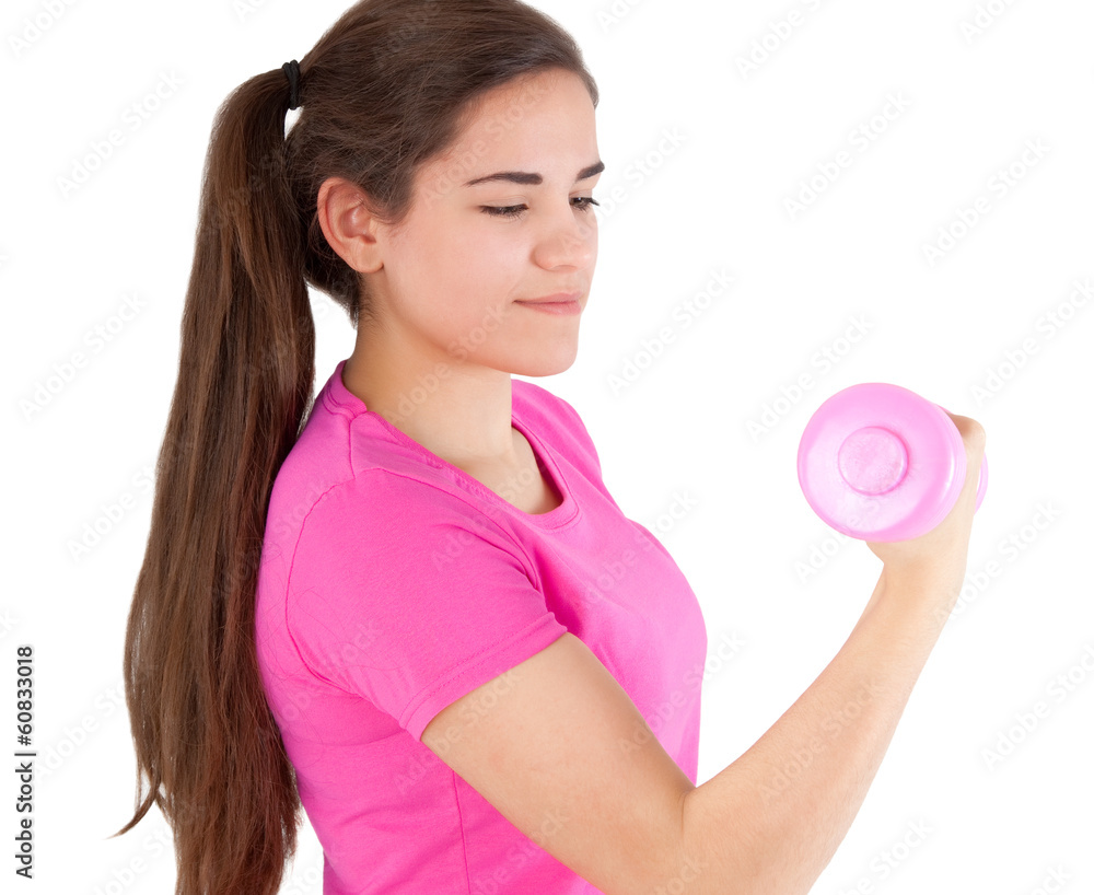 woman exercising with dumbbell woman exercising with dumbbell