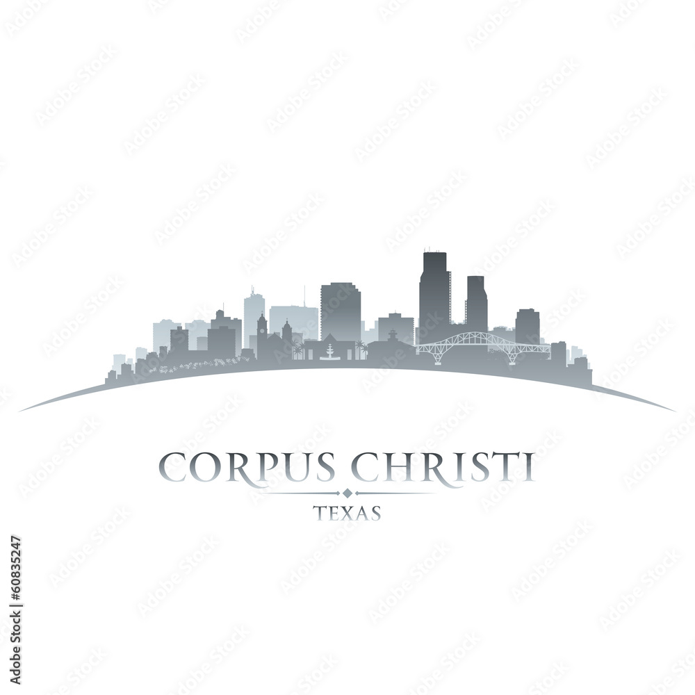 Obraz premium Corpus Christi Texas city silhouette white background