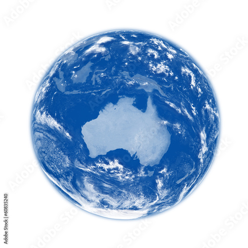 Australia on blue Earth