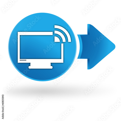 écran tv en wifi sur symbole web bleu
