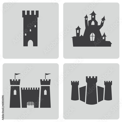 Vector black castle icons set