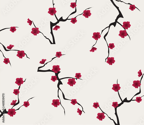 vector blossom backfround with red flowers