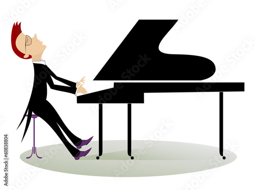 Pianist is playing music with inspiration