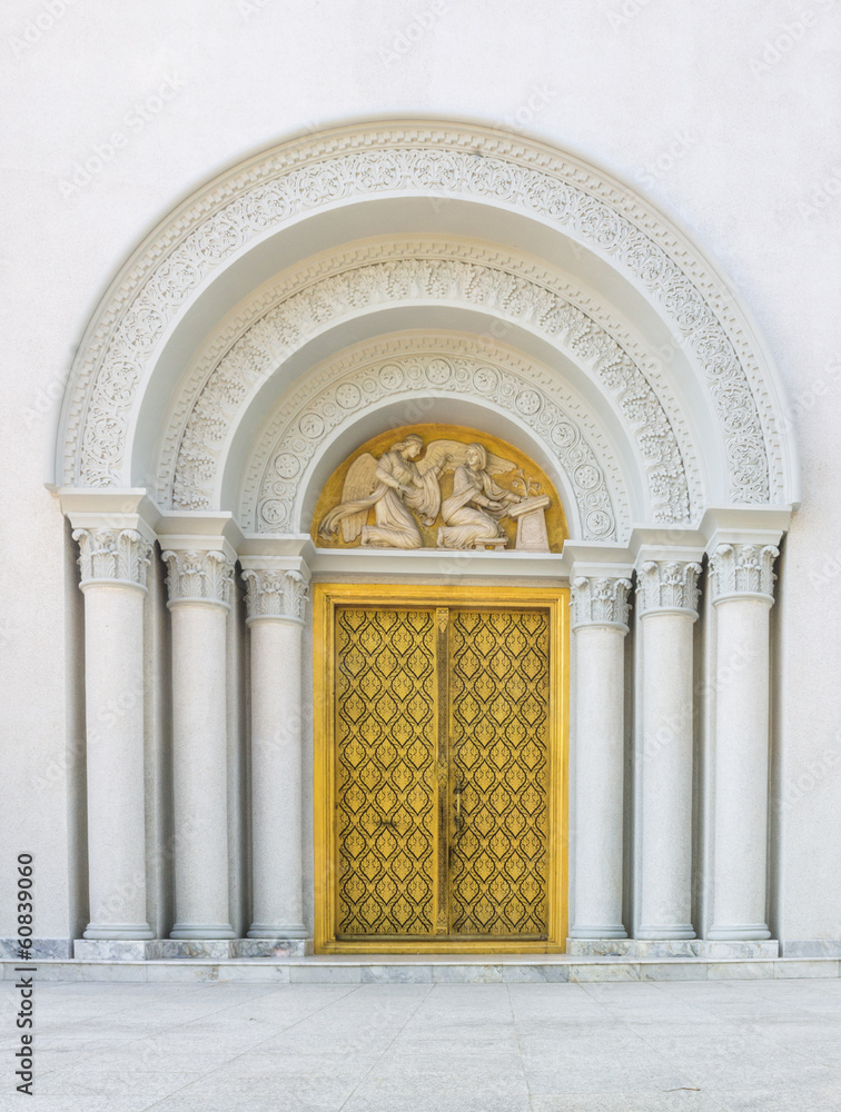 church door way and  thai art church door texture