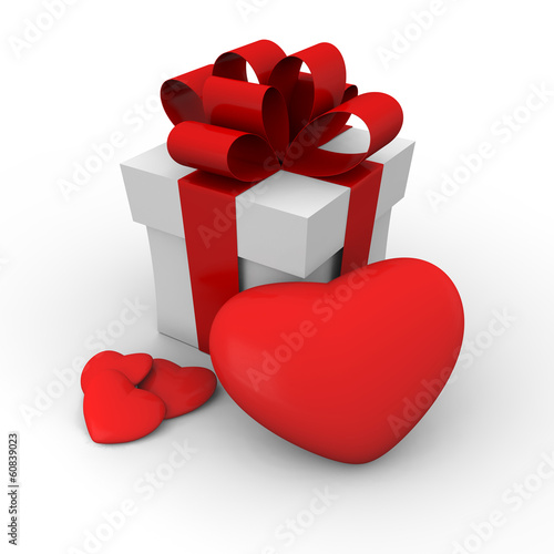 Valentine's Day gift box with red hearts © harvepino