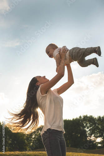 Mother with baby outdoors