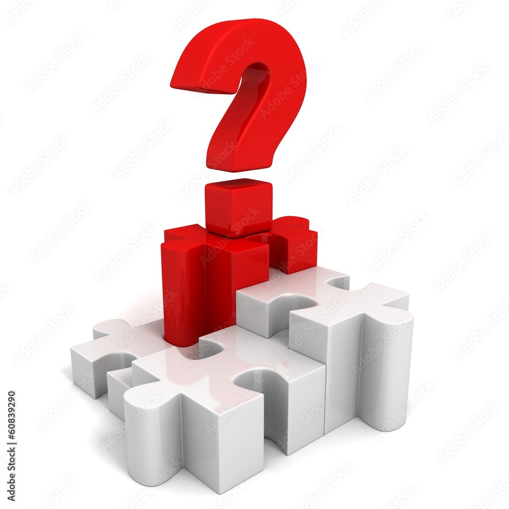 red question mark on jigsaw puzzle pie chart red question mark on jigsaw puzzle pie chart