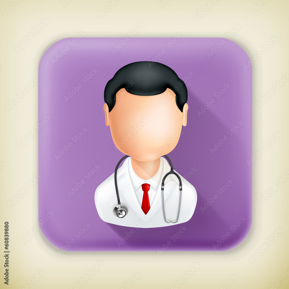 Fototapeta premium Doctor, long shadow vector icon