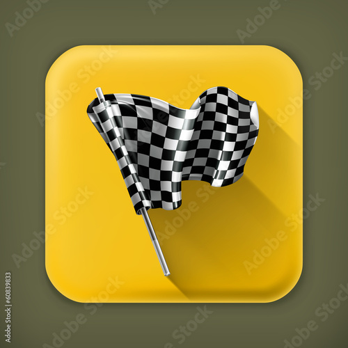 Checkered flag, long shadow vector icon