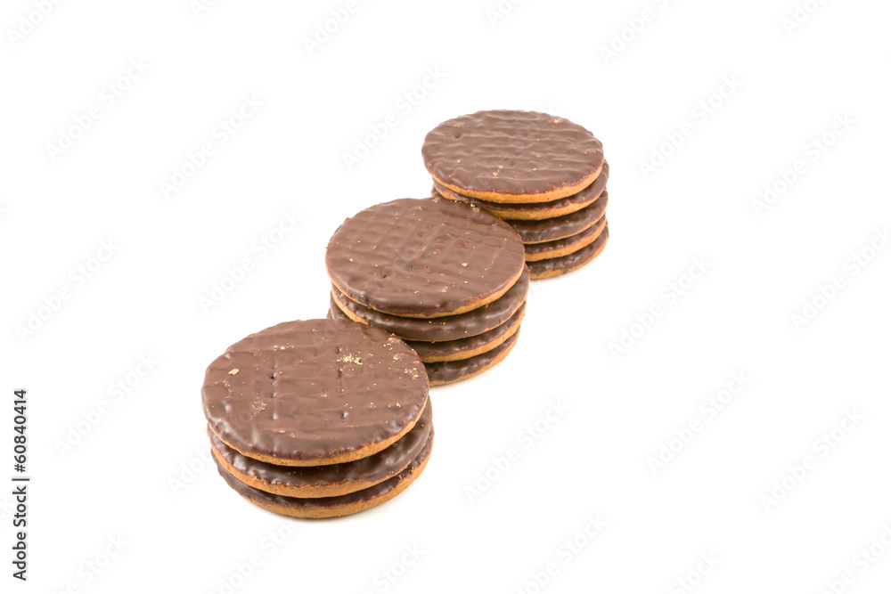 Chocolate chip cookies on white background Chocolate chip cookies on white background