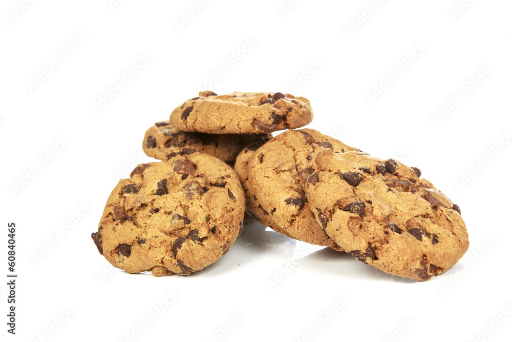 Chocolate chip cookies on white background Chocolate chip cookies on white background