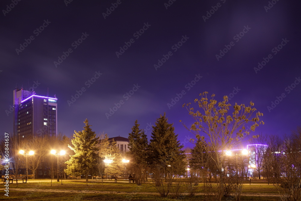 Illuminated night city lights