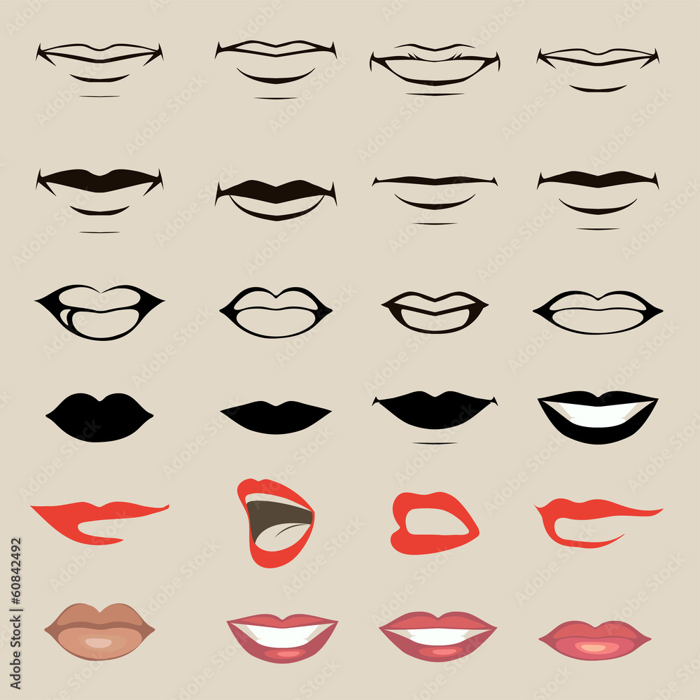 vector lips and mouth, silhouette and glossy, vector lips and mouth, silhouette and glossy,