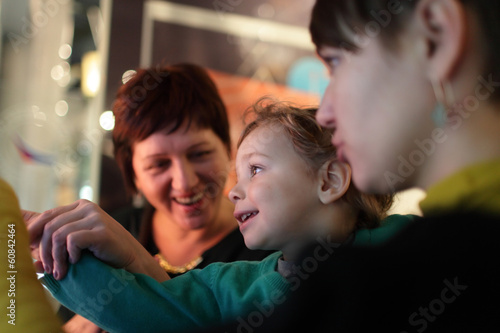 Happy family in museum