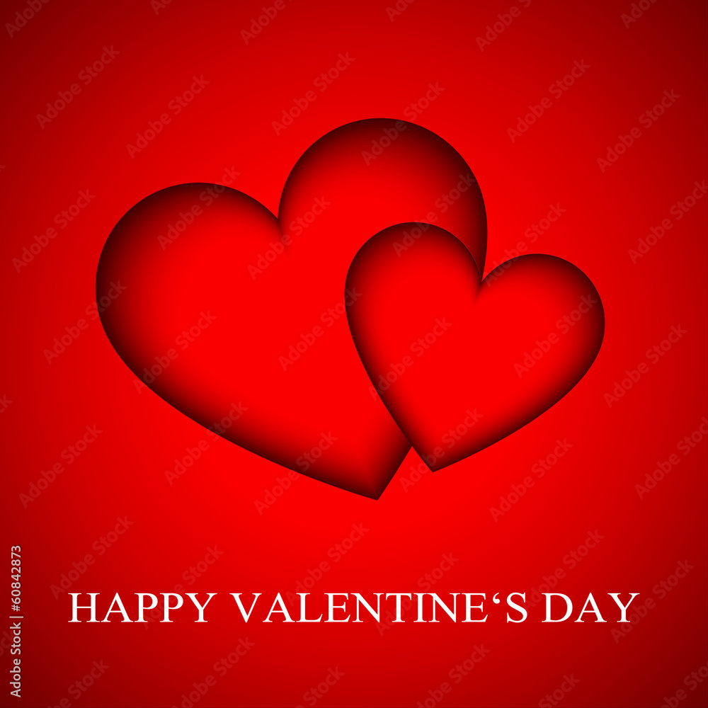 Happy Valentines day card, red vector illustration
