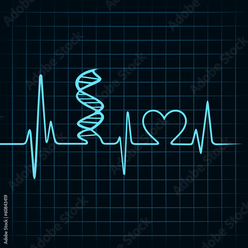 Heartbeat make DNA stand and heart symbol stock vector