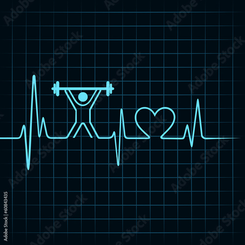 Heartbeat make lifting man and heart symbol stock vector