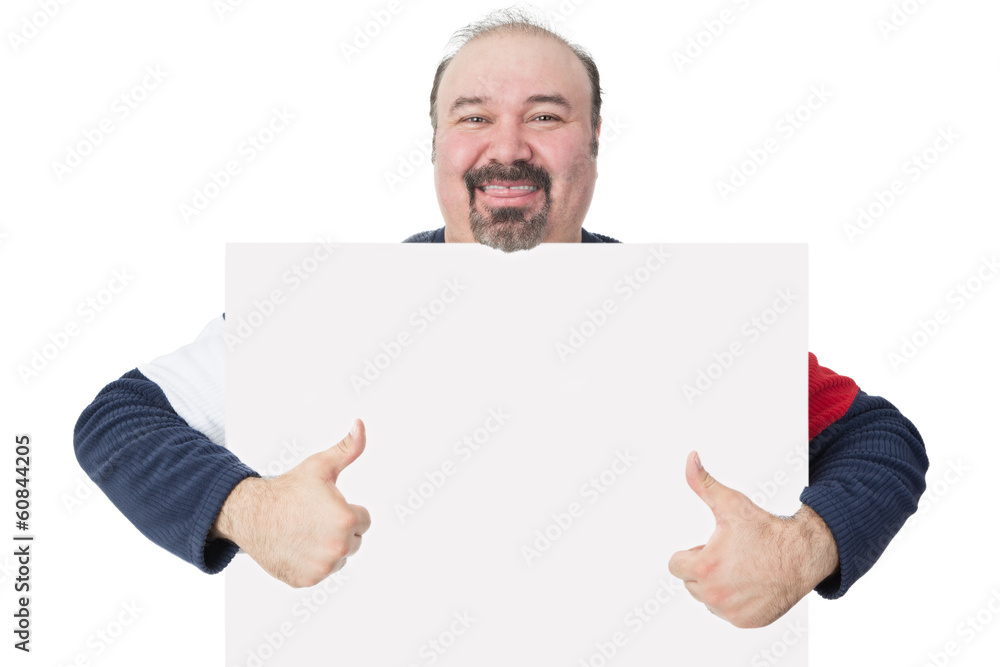 Man holding a blank board giving a thumbs up Man holding a blank board giving a thumbs up