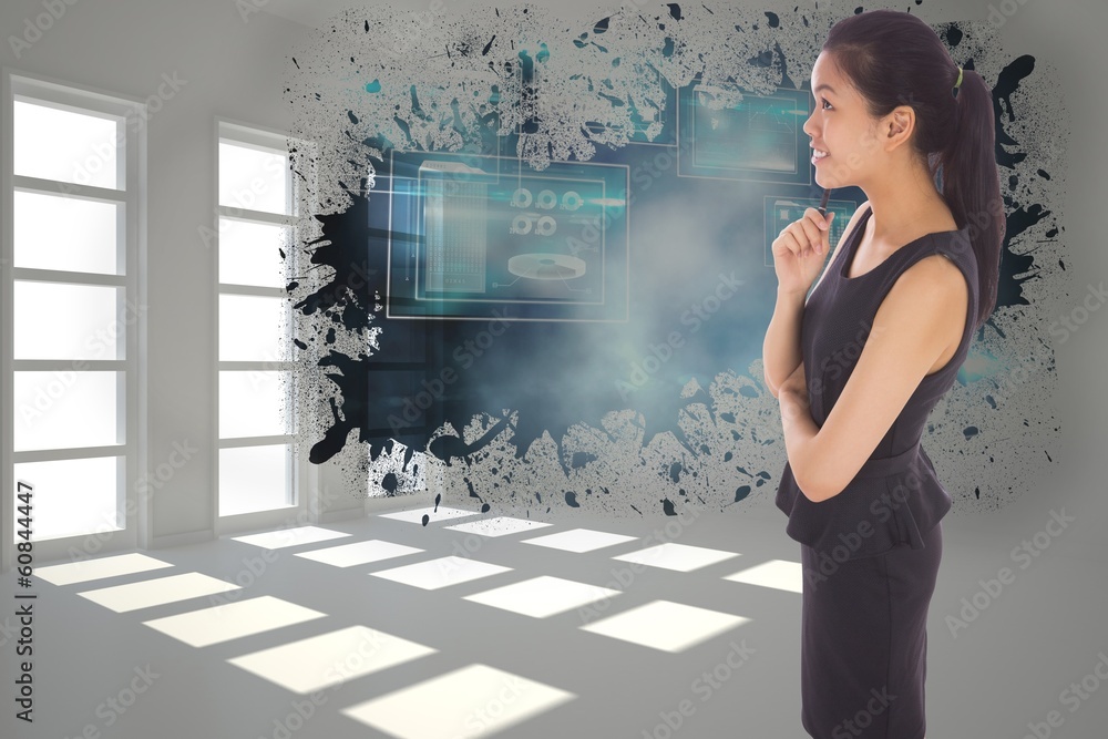Composite image of thoughtful businesswoman Composite image of thoughtful businesswoman